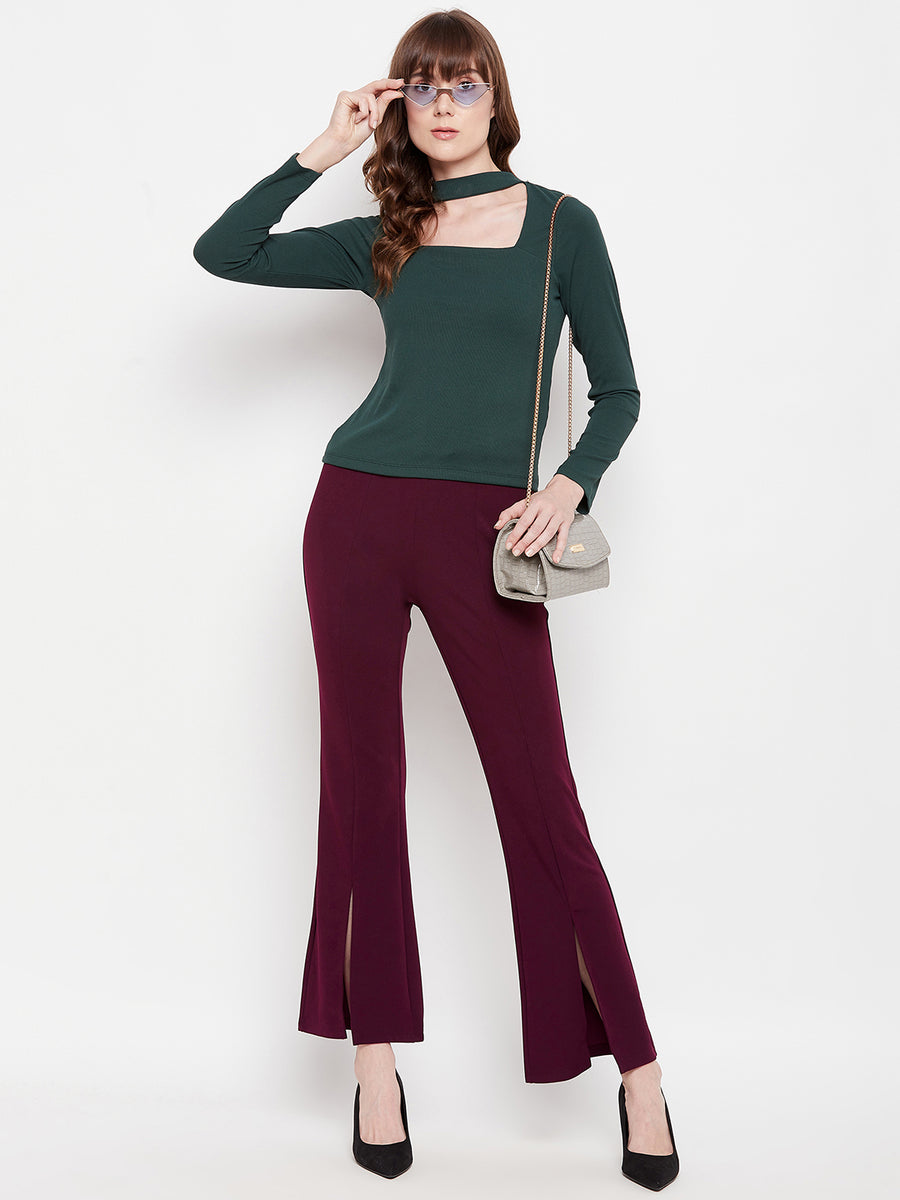 Solid Color Art Silk Pant in Wine : BJG18